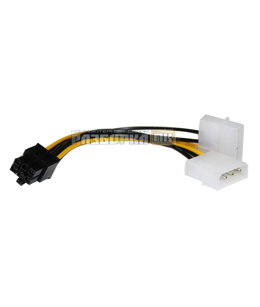 Переходник	для видеокарты доп питание 6 pin- 2xMolex