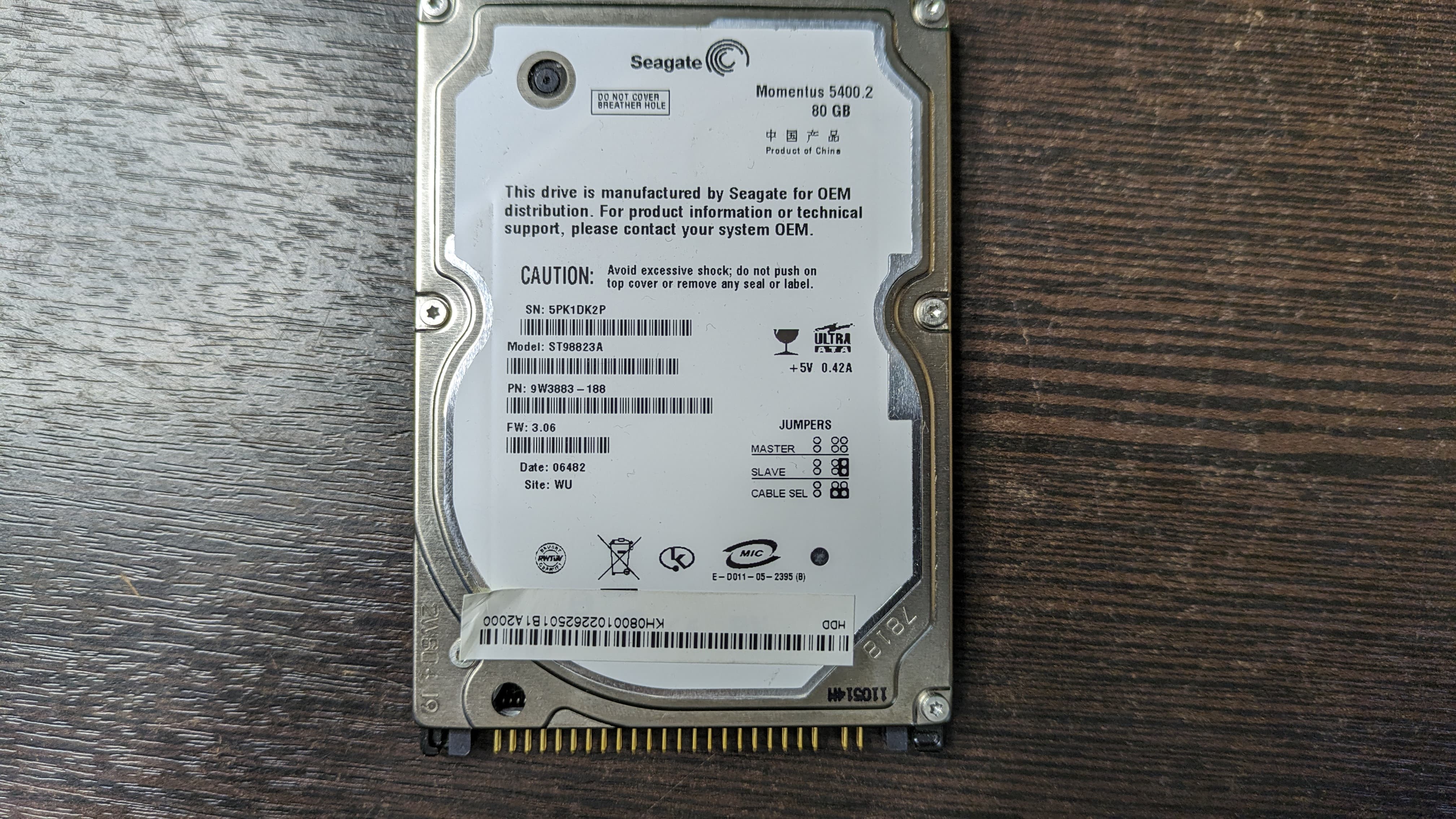 Жесткий диск для ноутбука 80GB IDE Seagate