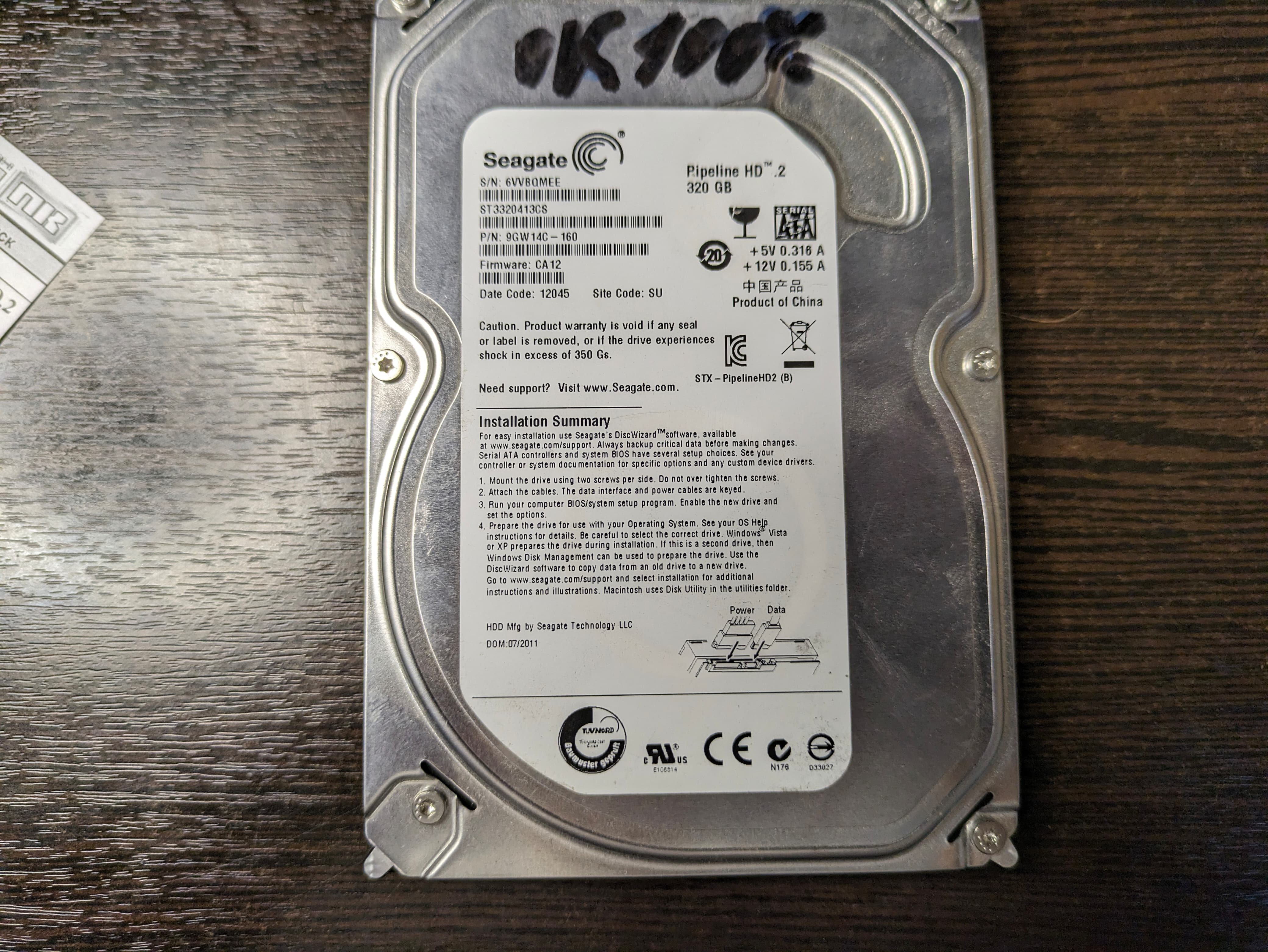 Жесткий диск SATA 320 GB Seagate PipeLineHD.2