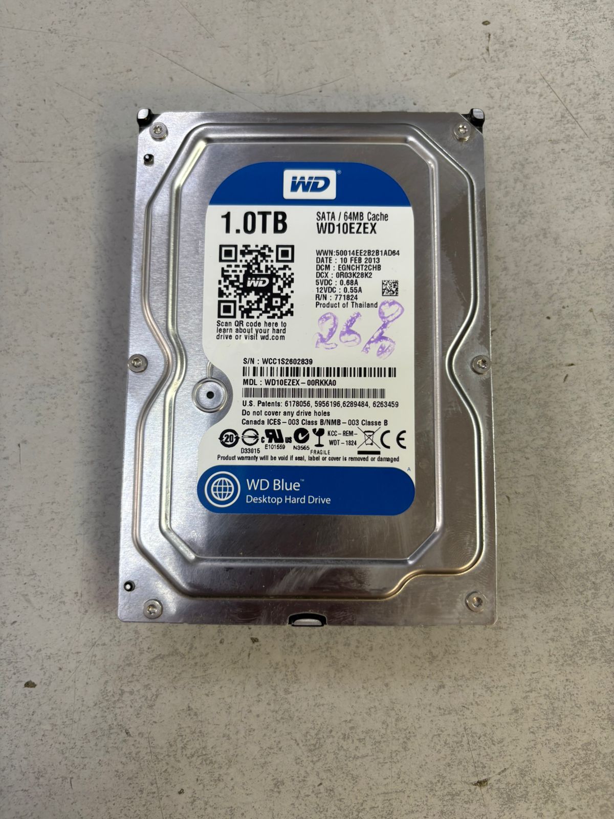 Жесткий диск SATA 1.0 TB  WD BLUE под восстановление или на запчасти