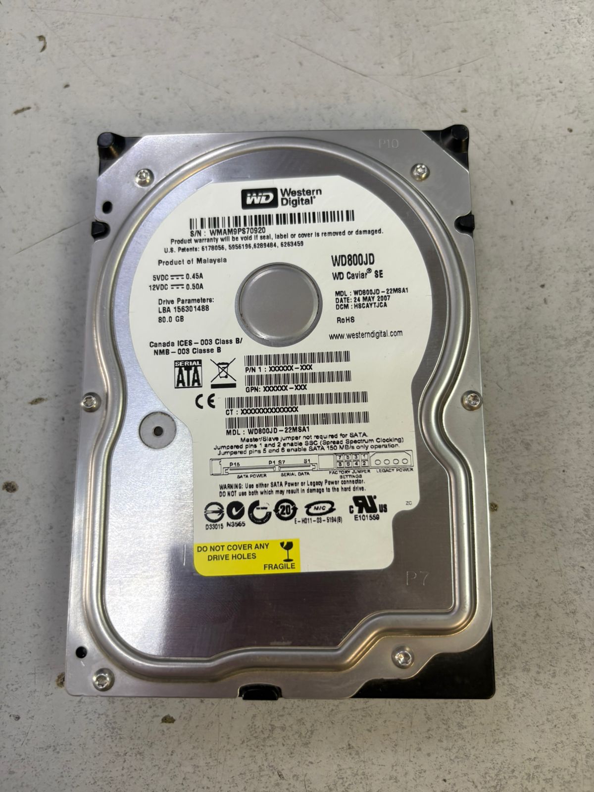 Жесткий диск SATA 80GB  WD Caviar ® SE