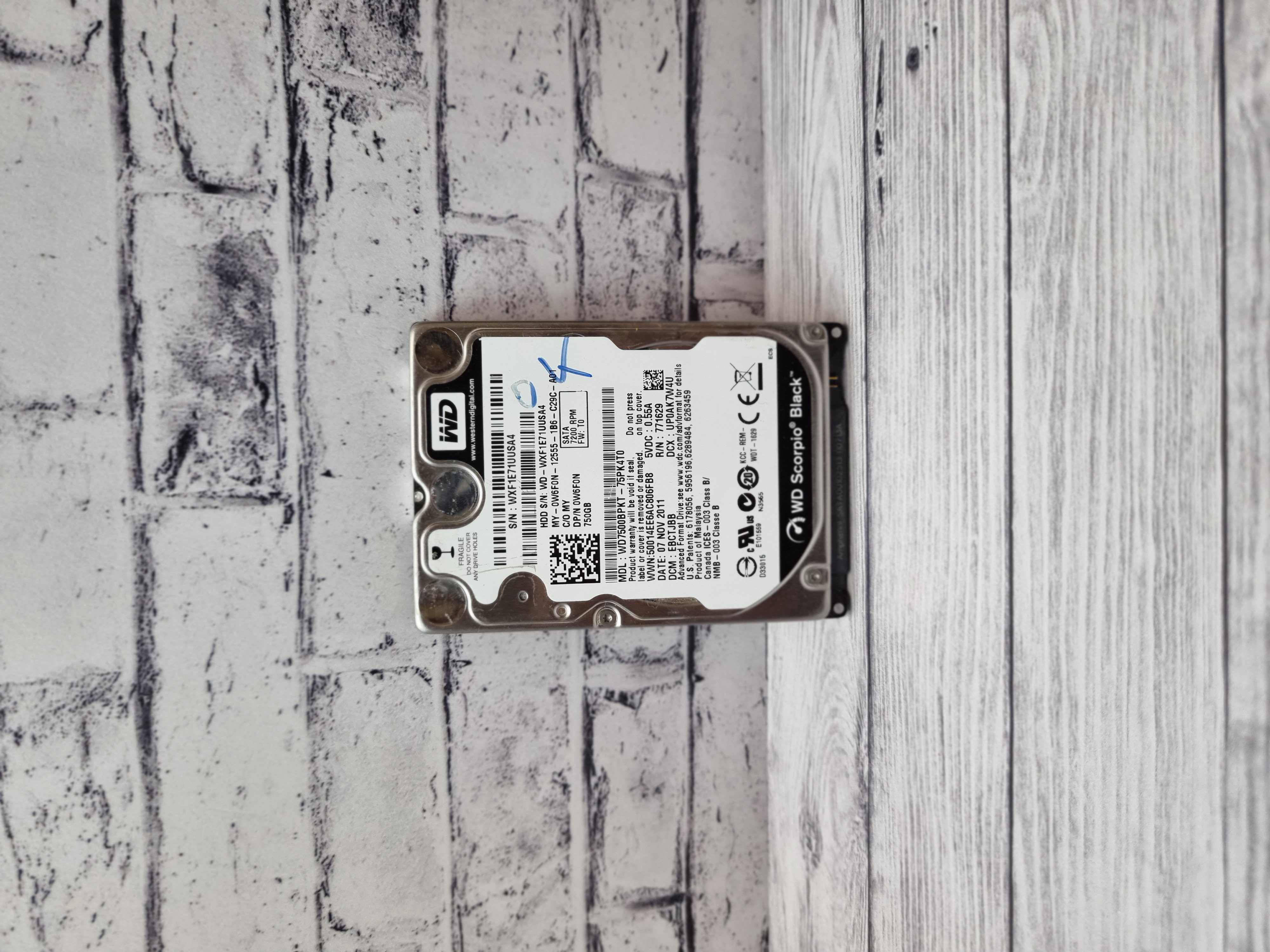 Жесткий диск Для ноутбука SATA 2,5'' 750GB WD Scorpio BLACK WD