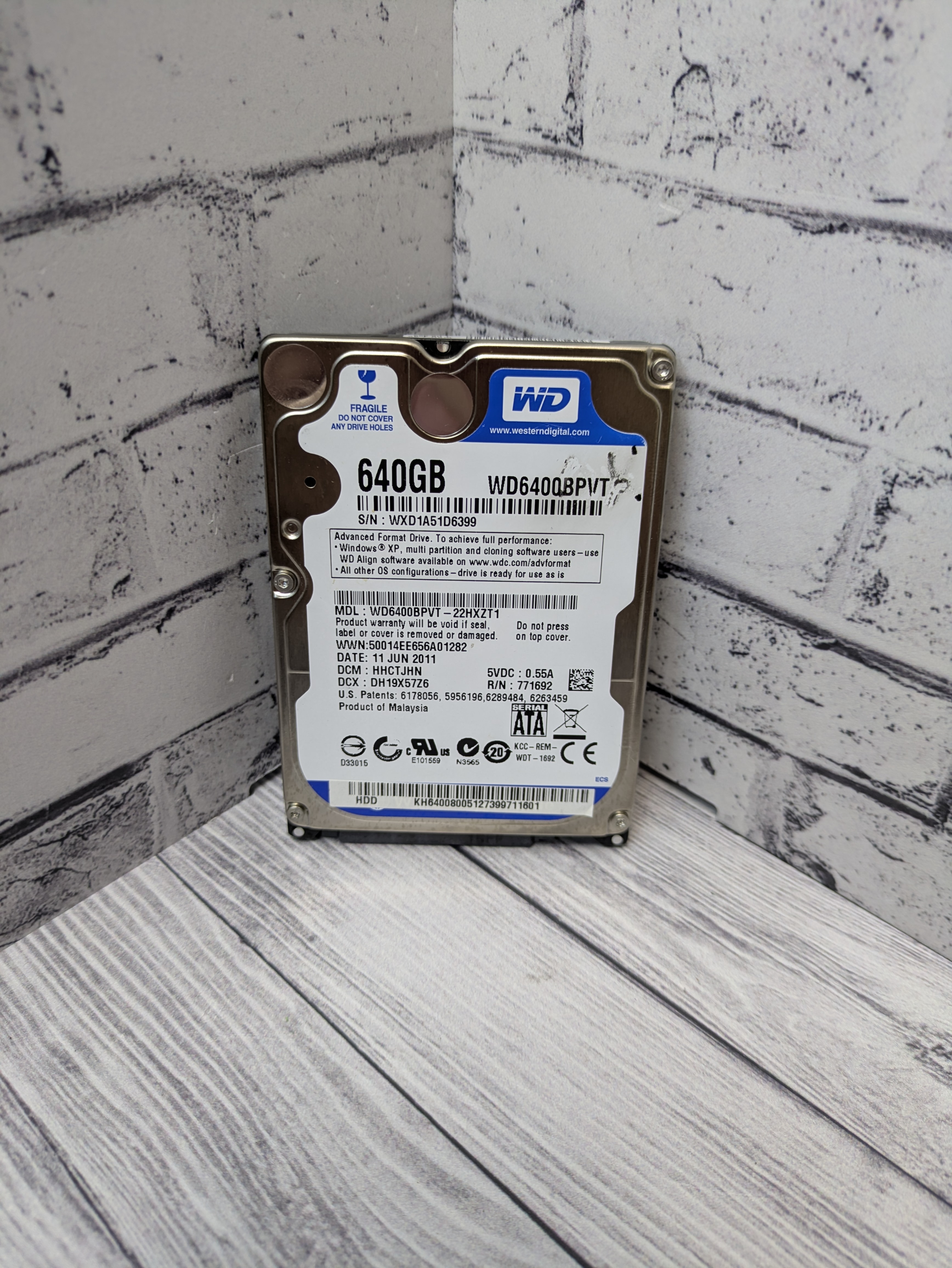 Жесткий диск для ноутубка SATA 640GB WD Caviar WD6400BPVT